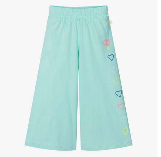 Girls Aqua Blue Cotton Trousers