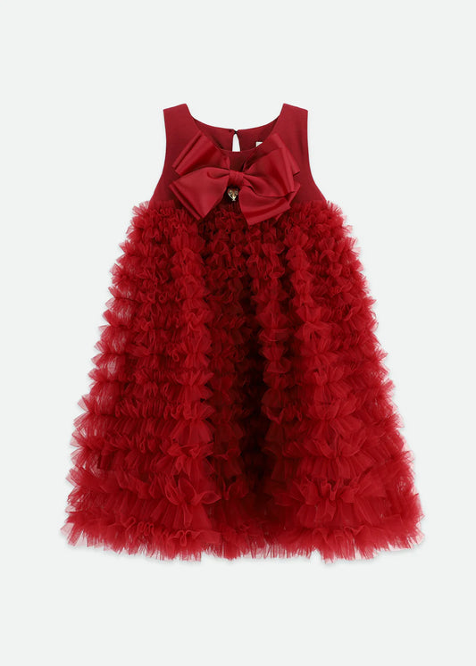 Donna Ruffle Dress Tibetan Red