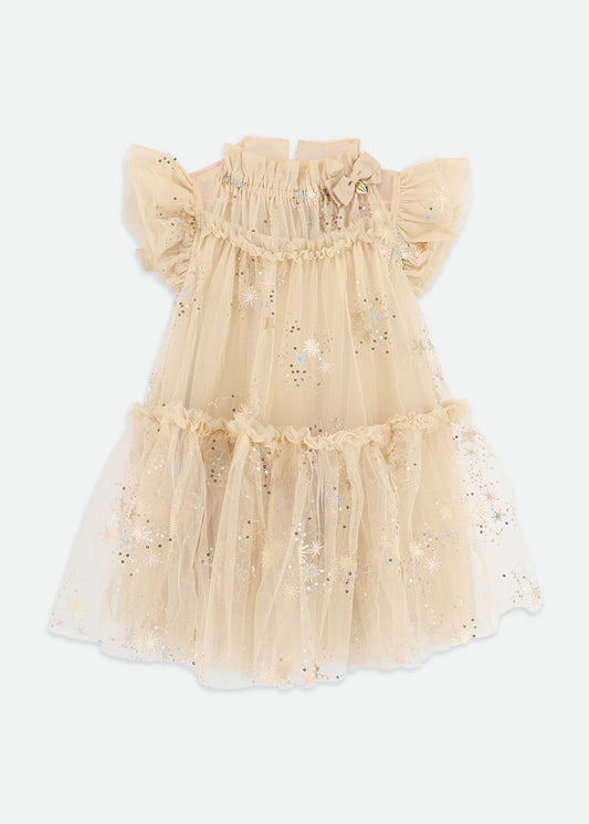 Marietta Glitter Star Dress Gold