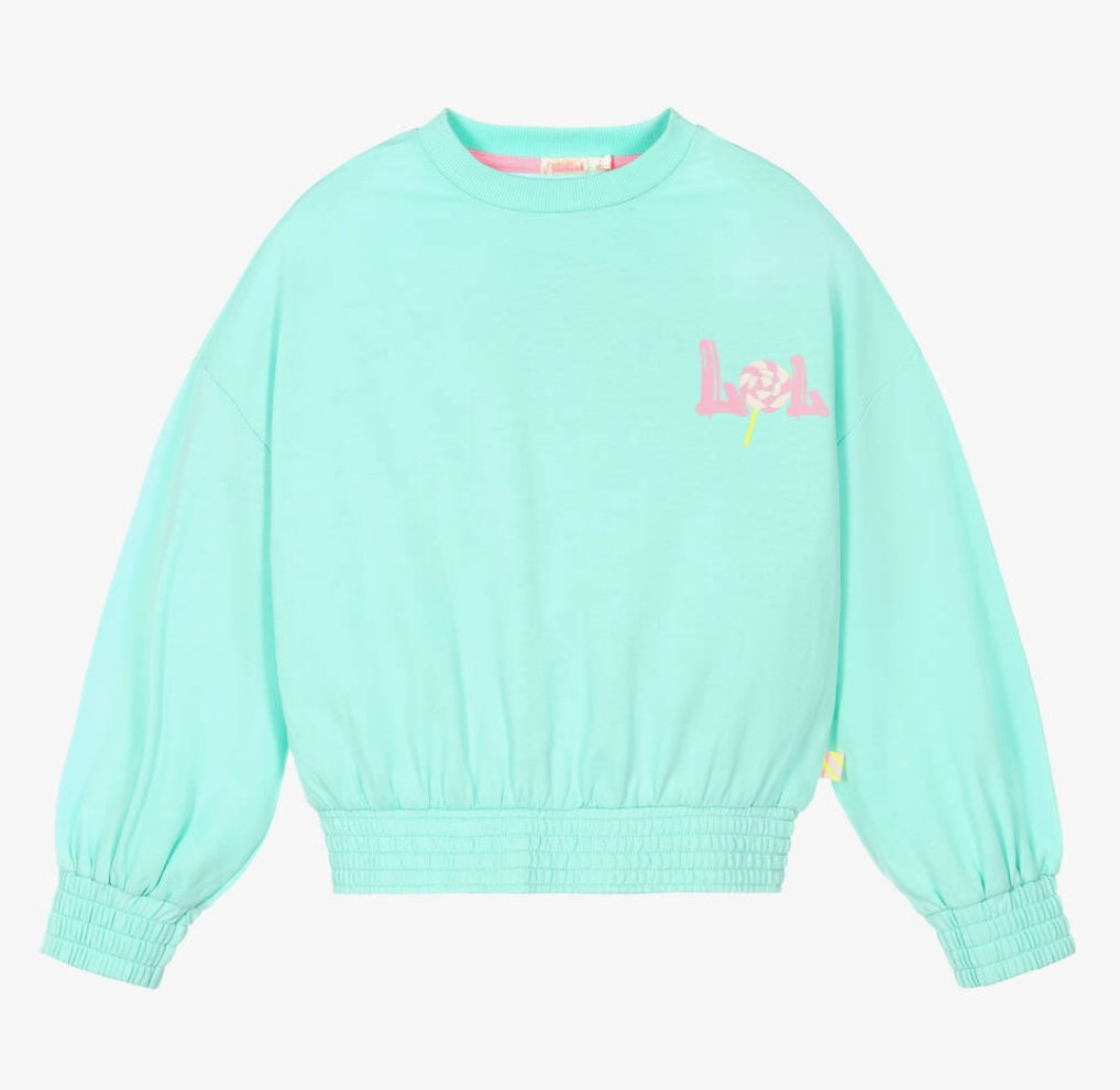 Girls Blue Lollypop Cotton Sweatshirt