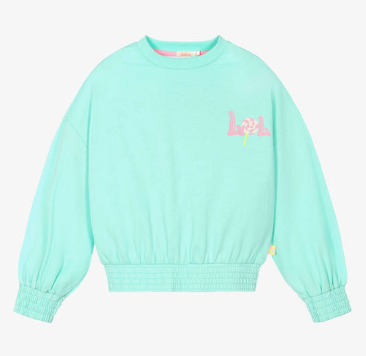 Girls Blue Lollypop Cotton Sweatshirt