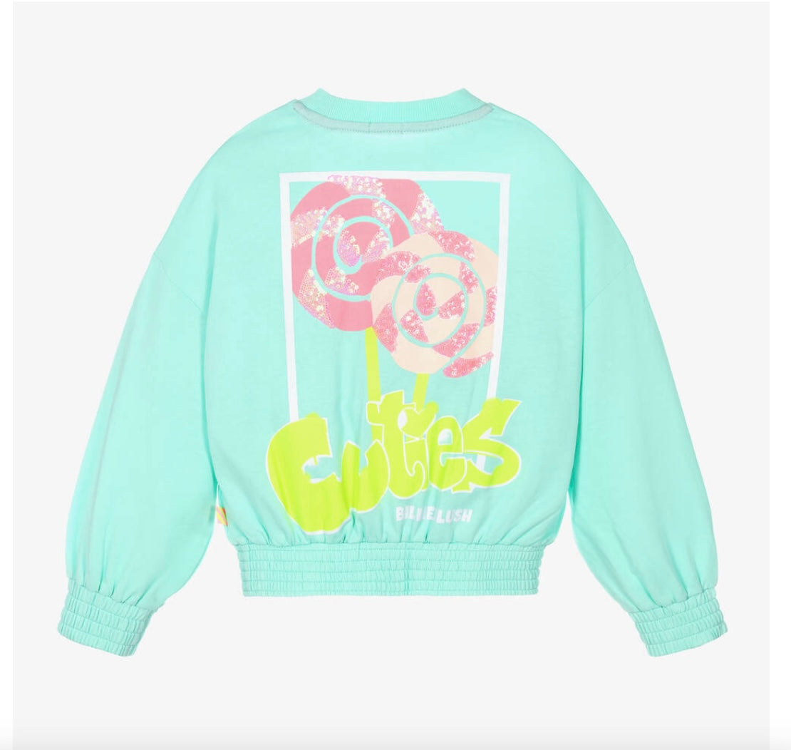 Girls Blue Lollypop Cotton Sweatshirt